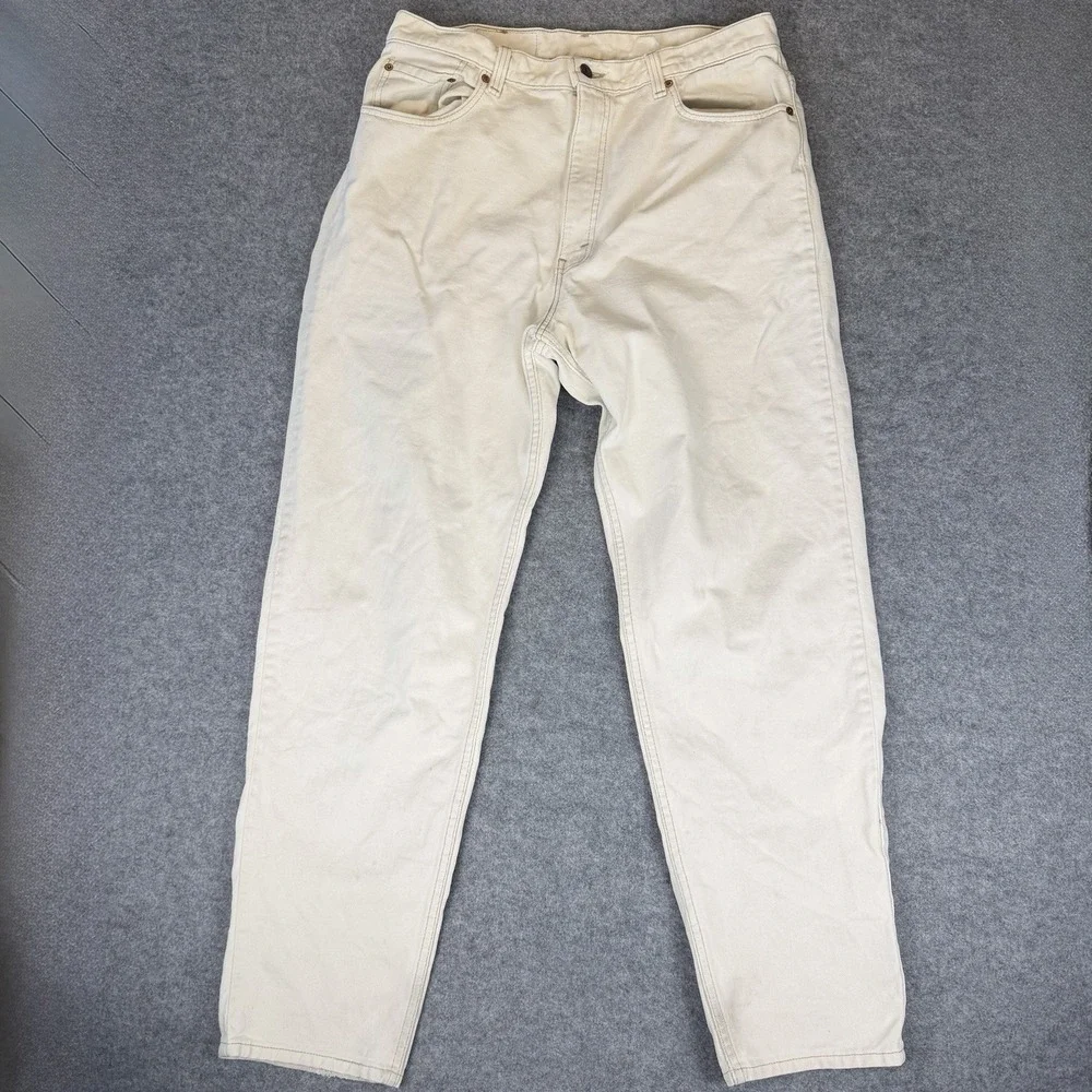 Levi's 550 Cream White Relaxed Tapered Men's Jeans 38x32 90s 80s Vintage